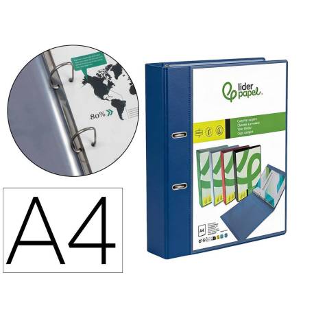 CARPETA LIDERPAPEL CANGURO 2 ANILLAS 25 MM DIN A4 AZUL POLIPROPILENO