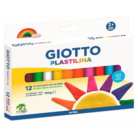 PLASTILINA MARCA GIOTTO COLORES CLASICOS CAJA DE 12 UNIDADES COLORES SURTIDOS