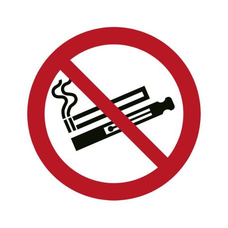 PICTOGRAMA MARCA DJOIS PROHIBIDO EL USO DE CIGARRILLOS ELECTRONICOS O VAPEADORES 100 MM DIAMETRO