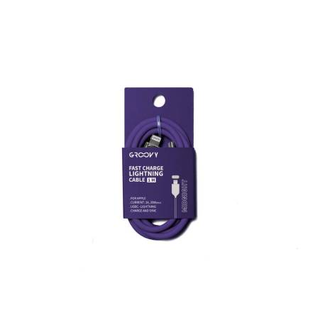 CABLE GROOVY USB TIPO C A APPLE LIGHTNING LONGITUD 1 M COLOR MORADO