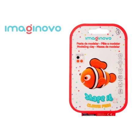 PASTA PARA MODELAR MARCA IMAGINOVO DE SECADO AL AIRE SET DE COLORES SURTIDOS CON INSTRUCCIONES PEZ PAYASO
