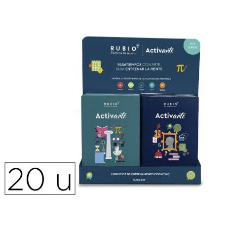 CUADERNO MARCA RUBIO ENTRENA TU MENTE ACTIVARTE EXPOSITOR SOBREMESA 10 UNIDADES N 1 Y 10 UNIDADES N 2