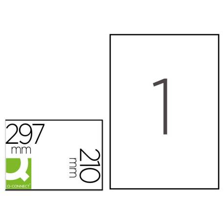 ETIQUETA ADHESIVA MARCA Q-CONNECT POLIESTER A4 BLANCO ALTO BRILLO PARA IMPRESORAS INKJET PACK CON 20 HOJAS