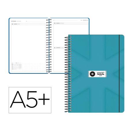 AGENDA ESCOLAR MARCA ANTARTIK 26-27 ESPIRAL PACK AND GO DIA PAGINAA5+ BILINGÜE 80G PAPEL FSC TURQUESA