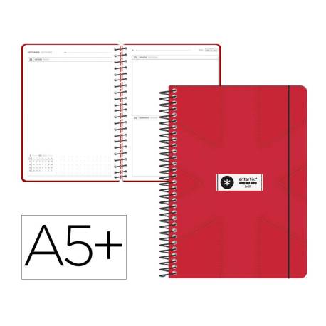 AGENDA ESCOLAR MARCA ANTARTIK 26-27 ESPIRAL PACK AND GO DIA PAGINAA5+ BILINGÜE 80G PAPEL FSC ROJO