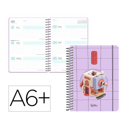 AGENDA ESCOLAR MARCA LIDERPAPEL 26-27 ESPIRAL ORIENTAL SEMANA VISTA A6+ BILINGUE 80G PAPEL FSC SACAPUNTAS