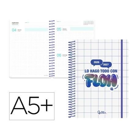 AGENDA ESCOLAR MARCA LIDERPAPEL 26-27 ESPIRAL GRAPHIC DIA PAGINA A5+ BILINGUE 80G PAPEL FSC FLOW