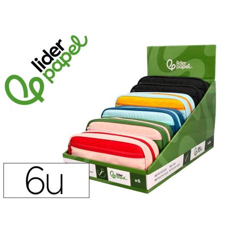 ESTUCHE PORTATODO MARCA LIDERPAPEL DUO 3 CREMALLERAS CON BOLSILLO FRONTAL 220X90X50 MM
