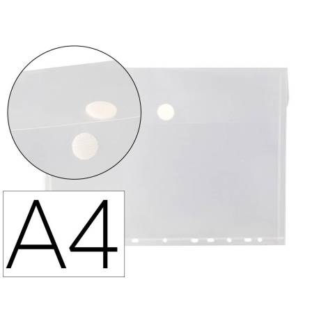 CARPETA MARCA LIDERPAPEL DOSSIER BROCHE POLIPROPILENO A4 CIERRE DE VELCRO 180 MICRAS 11 TALADROS TRANSPARENTE