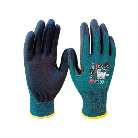 GUANTES DE NITRILO MARCA SAFETOP FORTILUX ANTICORTE FOAM 18 G CON REFUERZO OEKO TALLA 8