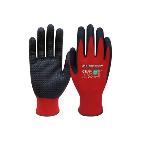 GUANTES DE NITRILO MARCA SAFETOP FIT-O-LITE DOTS PUNTOS EN LA PALMA TALLA 10