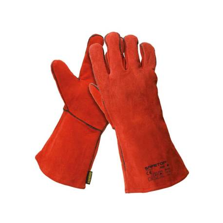GUANTES DE SOLDADOR MARCA SAFETOP ESSEN 35 CM COLOR ROJO TALLA 10