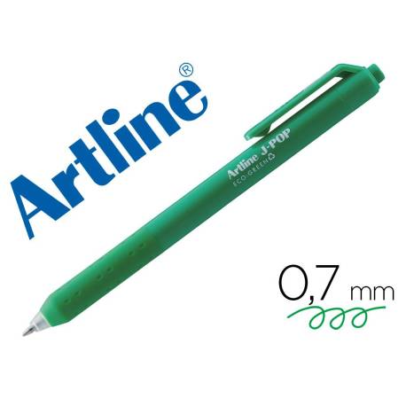BOLIGRAFO ARTLINE J-POP ECO GREEN RETRACTIL TINTA GEL 0,7 MM COLOR VERDE