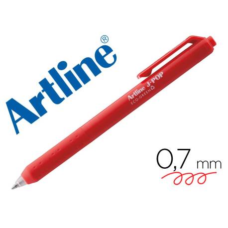 BOLIGRAFO ARTLINE J-POP ECO GREEN RETRACTIL TINTA GEL 0,7 MM COLOR ROJO