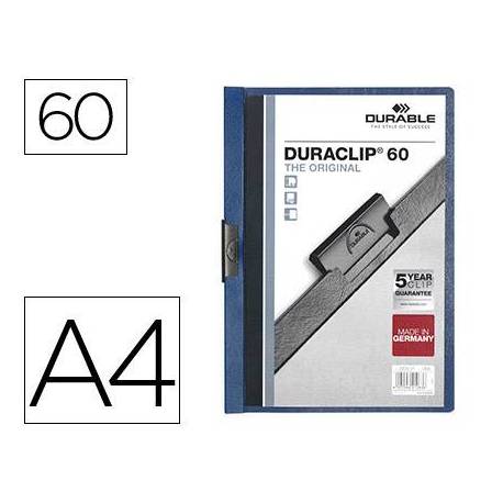 Carpeta dossier con pinza central duraclip Durable 60 hojas Din A4 azul oscuro