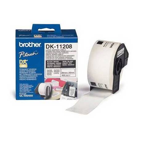 Etiqueta adhesiva brother dk11208 -tamaño 38x90 mm para impresoras de etiquetas QL-400 etiquetas