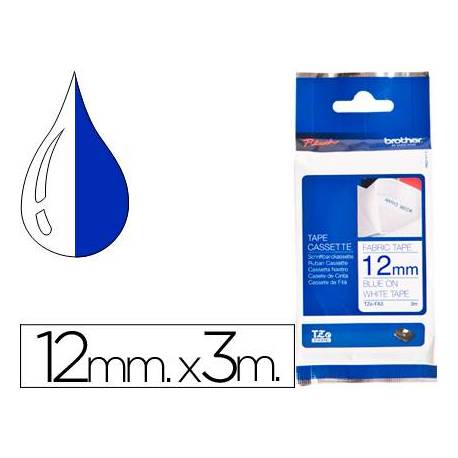 Cintas Brother TZ-FA3 12mm (ancho) x 3m (largo) textil azul/blanco