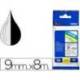 Cinta Brother TZE-121 9mm (ancho) x 8m (largo) laminada transparente/negro