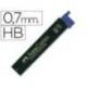 Minas Faber Castell grafito 9067 de 0,7 mm HB. Estuche de 12 minas.