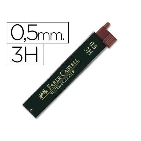 Minas Faber Castell de grafito 9065 de 0,5 mm 3H. Estuche de 12 minas.