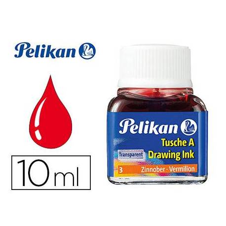 Tinta china pelikan color bermellon bote de 10 ml.