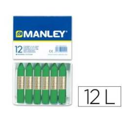 Lapices cera blanda Manley caja 12 unidades color verde primavera