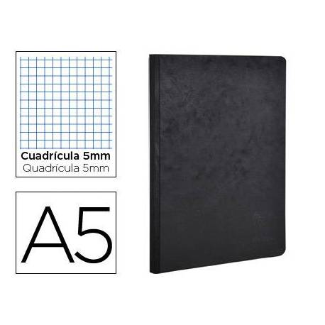 Libreta Clarefontaine negro A5 tapa cartulina cuadriculado 5mm 96 hojas