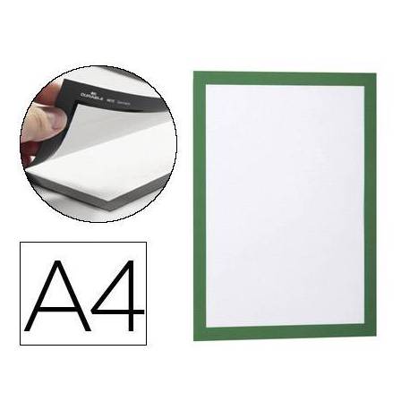 Porta anuncios magnetico adhesivo A4 verde