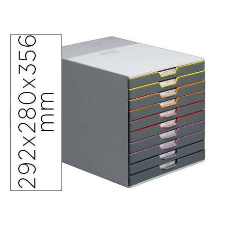 Fichero cajones Durable plastico aplilables 10 cajones gris