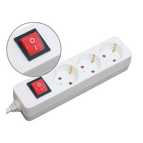 Regleta 3 tomas Mediarange con interruptor cable 1,4 m 