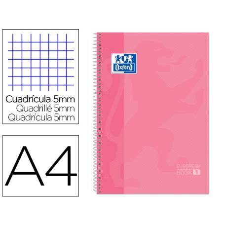 Cuaderno Oxford A4 Rosa Dulce Tapa Extradura 80 hojas Cuadrícula 5 mm