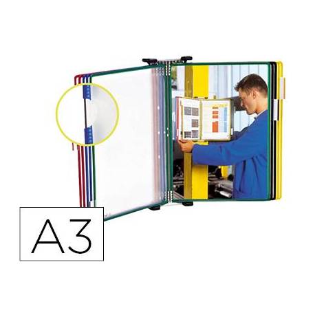 Clasificador de pared de metal con 10 fundas de colores surtidos tamaño A3