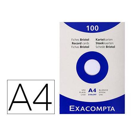 Fichas Cartulina A4 Ficheros Exacompta Blanca 205 gr