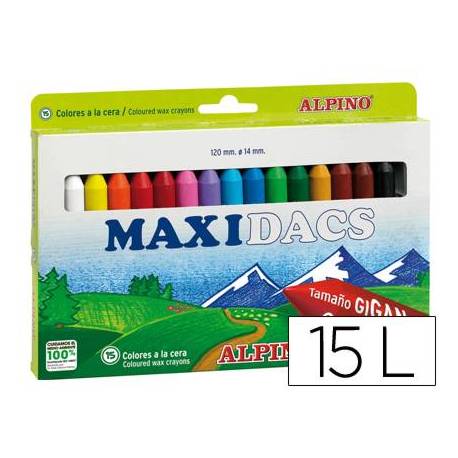 Lapices cera Alpino Maxidacs jumbo 15 unidades colores surtidos