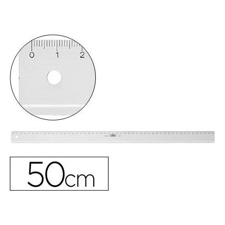 Regla m+r 50 cm de plastico color transparente.