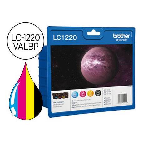 Cartucho Brother Pack 4 colores LC-1220VALBP, DCP J525W, J725DW, J925DW, MFC J430W, J625DW, J825DW, J825