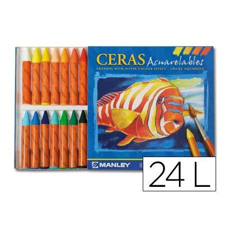 Lapices de cera acuarelable caja 24 unidades colores surtidos