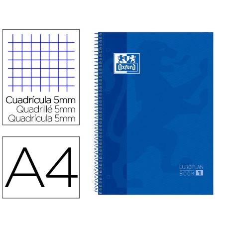 Bloc espiral Oxford Din A-4 extradura 80 hojas microperforado azul