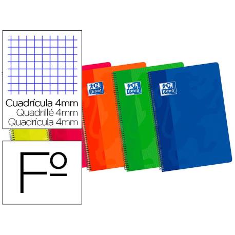 Bloc espiral Oxford cartoncillo folio cuadricula 4mm 80 hojas