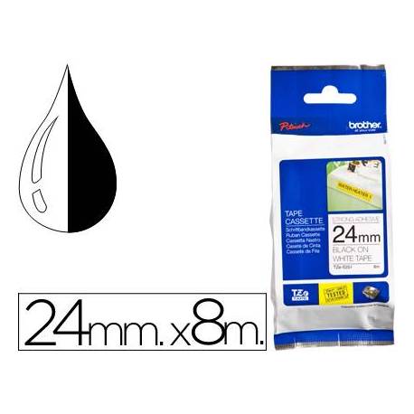 Cintas Brother TZE-S251 24mm (ancho) x 8m (largo) laminada Blanco/negro