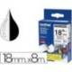 Cintas Brother TZ-S241 18mm (ancho) x 8m (largo) laminada color Blanco/negro