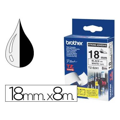 Cintas Brother TZ-S241 18mm (ancho) x 8m (largo) laminada color Blanco/negro