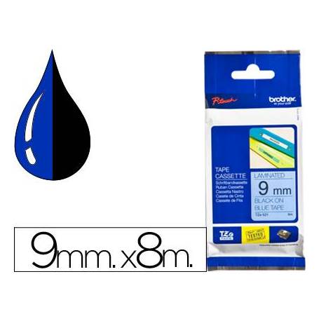 Cintas Brother TZE-521 9mm (ancho) x 8m (largo) laminada azul/negro