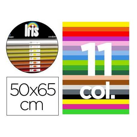 Cartulina guarro 50x65 contenido "b" 25 hojas x 11 colores 185grs