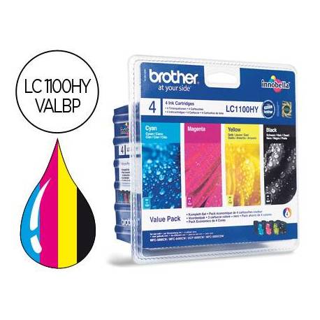 Cartucho Brother LC-1100HYVALBP Tricolor + Negro