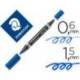 Rotulador Permanente Staedtler Lumocolor Dúo 348 Azul Doble Punta