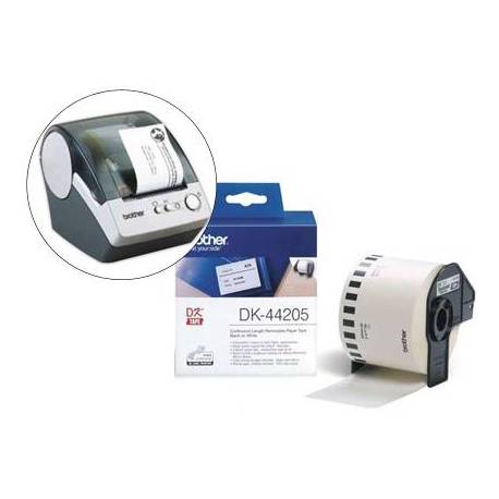 Etiqueta brother dk44205 cinta papel continuo adhesiva removible blanca 62x30,48 mt