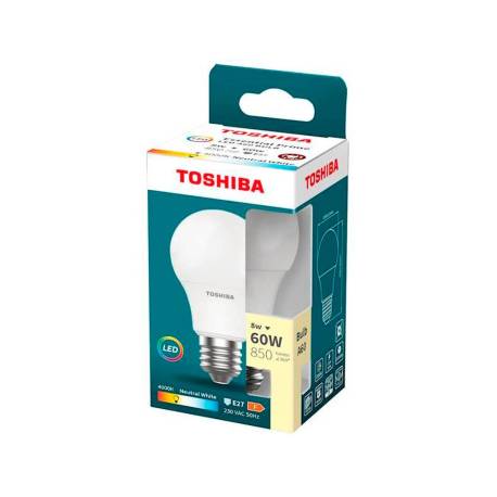 BOMBILLA LED MARCA TOSHIBA ESSENTIAL A60 E27 8W LUZ NEUTRA 4000K