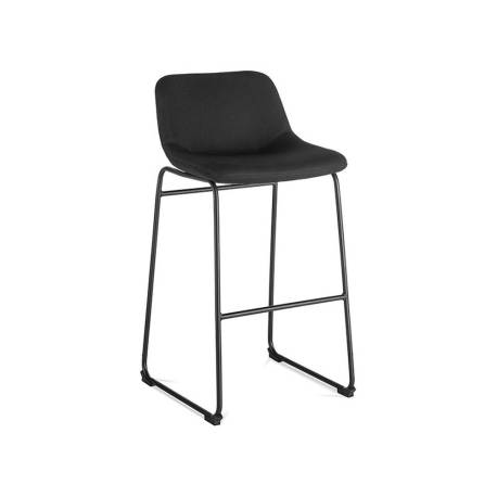 TABURETE ALTO MARCA ROCADA CON ASIENTO Y RESPALDO BAJO TAPIZADO TELA IGNIFUGA BASE METALICA ACERO COLOR NEGRO