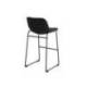 TABURETE ALTO MARCA ROCADA CON ASIENTO Y RESPALDO BAJO TAPIZADO TELA IGNIFUGA BASE METALICA ACERO COLOR NEGRO